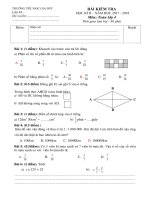 Đề thi học kì 2 môn Toán 4 năm 2017-2018 có đáp án – Trường Tiểu học Gia Đức