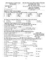 5 Đề thi thử vào lớp 10 môn tiếng Anh năm 2018-2019 có đáp án