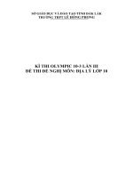 Đề thi thử Olympic môn Địa lớp 10 năm 2020 - 2021 THPT Lê Hồng Phong - Lần 3 có đáp án | Lớp 10, Địa lý - Ôn Luyện