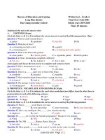 Đề thi học kì 2 môn Tiếng Anh lớp 6 năm 2019-2020 có đáp án - Trường THCS Đức Giang