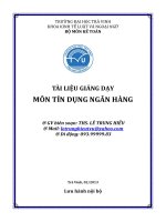 TÀI LIỆU GIẢNG DẠY MÔN TÍN DỤNG NGÂN HÀNG. THS. LÊ TRUNG HIẾU