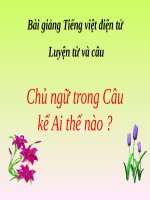 Slide bài Luyện từ và câu: Chủ ngữ trong câu Ai thế nào - Tiếng việt 4 - GV.Lâm Ngọc Hoa