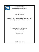 luận văn thạc sĩ quản lý nhà nước về đất đai trên địa bàn huyện kon rẫy, tỉnh kon tum 