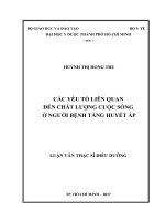 Các yếu tố liên quan đến chất lượng cuộc sống ở người bệnh tăng huyết áp 