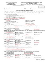 Đề kiểm tra HK 1 môn Hóa học lớp 12 năm 2017-2018 - THPT Lương Ngọc Quyến - Mã đề 012