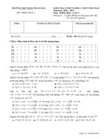 Đề kiểm tra 15 phút lần 5 môn Hình học lớp 12 năm 2016-2017 - THPT Hàm Thuận Bắc - Mã đề 485