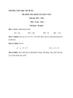 Đề kiểm tra KSCL đầu năm Toán và Tiếng Việt (2013-2014) - Trường TH Mỹ Hưng