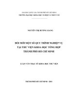 Đổi mới một số quy trình nghiệp vụ tại thư viện khoa học tổng hợp thành phố hồ chí minh     