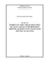 Nghiên cứu thực trạng khai thác du lịch và đề xuất mô hình phát triển du lịch bền vững tại bán đảo sơn trà, thành phố đà nẵng 