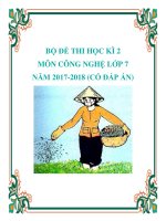 Bộ đề thi học kì 2 môn Công nghệ lớp 7 năm 2017-2018 có đáp án