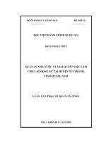 QUẢN LÝ NHÀ NƯỚC VỀ GIẢI QUYẾT VIỆC LÀM CHO LAO ĐỘNG NỮ TẠI HUYỆN NÚI THÀNH, TỈNH QUẢNG NAM