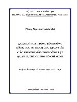 Quản lý hoạt động bồi dưỡng năng lực sư phạm cho giáo viên các trường mầm non công lập quân 12, thành phố hồ chí minh 