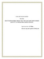 SKKN: Một số kinh nghiệm trong việc viết sáng kiến kinh nghiệm quản lý và chỉ đạo hoạt động giáo dục