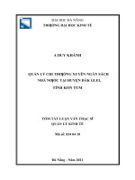 luận văn thạc sĩ quản lý chi thường xuyên ngân sách nhà nước tại huyện đăk glei, tỉnh kon tum 