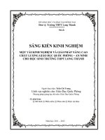 SKKN: Một vài kinh nghiệm và giải pháp nâng cao chất lượng Giáo Dục Quốc Phòng – An Ninh cho học sinh trường THPT Long Thành