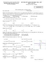 Đề thi giữa HK 2 môn Toán lớp 11 năm 2016-2017 - THPT Nguyễn Văn Cừ - Mã đề 017