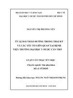 Tỷ lệ đái tháo đường trong thai kỳ và các yếu tố liên quan tại bệnh viện trường đại học y dược cần thơ 