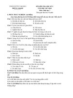 Đề thi học kì 1 lớp 7 môn Sinh năm 2017-2018 có đáp án - Phòng GD&ĐT Tam Đảo