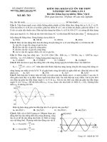Đề KS ôn thi THPT Quốc gia môn Vật lí năm 2017-2018 lần 2 - THPT Quang Hà - Mã đề 703