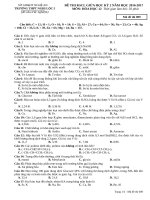 Đề thi KSCL giữa HK2 môn Hóa học lớp 12 năm 2016-2017 - THPT Nghi Lộc - Mã đề 009