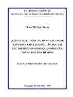 Quản lí hoạt động tự đánh giá trong kiểm định chất lượng giáo dục tại các trường mầm non quận bình tân thành phố hồ chí minh 