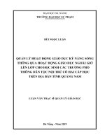 Quản lý hoạt động giáo dục kỹ năng sống thông qua hoạt động giáo dục ngoài giờ lên lớp cho học sinh các trường phổ thông dân tộc nội trú có hai cấp học trên địa bàn tỉnh quảng nam   