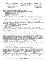 Đề thi HK 1 môn Sinh học lớp 12 năm 2017 - Sở GD&ĐT Quảng Nam - Mã đề S03