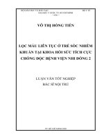 Lọc máu liên tục ở trẻ sốc nhiễm khuẩn tại khoa hồi sức tích cực chống độc bệnh viện nhi đồng 2 