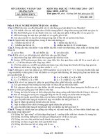 Đề thi HK 1 môn Sinh học lớp 12 năm 2017 - Sở GD&ĐT Quảng Nam - Mã đề S09