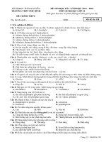 Đề thi HK 1 môn Sinh học lớp 10 năm 2017-2018 - THPT Phú Bình - Mã đề 158