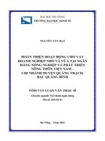 luận văn thạc sĩ hoàn thiện hoạt động cho vay doanh nghiệp nhỏ và vừa tại ngân hàng nông nghiệp và phát triển nông thôn việt nam   chi nhánh huyện quảng trạch, bắc quảng bình 
