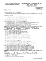 Đề kiểm tra HK1 môn Vật lí lớp 12 năm 2017 - THPT Phạm Văn Đồng - Mã đề 485