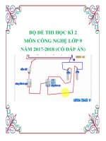 Bộ đề thi học kì 2 môn Công nghệ lớp 9 năm 2017-2018 có đáp án