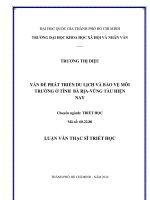 Vấn đề phát triển du lịch và bảo vệ môi trường ở tỉnh bà rịa   vũng tàu hiện nay     