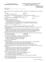 Đề kiểm tra HK1 môn Sinh học lớp 11 năm 2017 - THPT Phạm Văn Đồng - Mã đề 209
