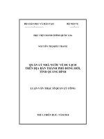 QUẢN LÝ NHÀ NƯỚC VỀ DU LỊCH TRÊN ĐỊA BÀN THÀNH PHỐ ĐỒNG HỚI, TỈNH QUẢNG BÌNH