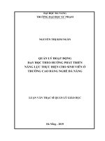 Quản lý hoạt động dạy học theo hướng phát triển năng lực thực hiện cho sinh viên ở trường cao đẳng nghề đà nẵng  