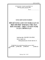 SKKN: Rèn kĩ năng làm văn nghị luận xã hội cho học sinh qua việc dạy kiểu bài đọc – hiểu văn bản nghị luận, chính luận