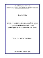 Hành vi nghiện điện thoại thông minh của học sinh trung học cơ sở trên địa bàn thành phố hồ chí minh  