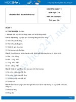 Bộ 3 đề thi học kỳ 1 môn Vật Lý 6 năm 2020 có đáp án Trường THCS Nguyễn Hữu Thọ