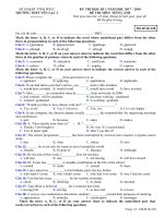 Đề kiểm tra HK 1 môn tiếng Anh lớp 12 năm 2017-2018 - THPT Yên Lạc 2 - Mã đề 628