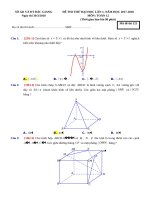 Đề thi thử ĐH môn Toán lần 1 năm 2017-2018 - Sở GD&ĐT Bắc Giang