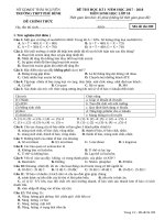 Đề thi HK 1 môn Sinh học lớp 10 năm 2017-2018 - THPT Phú Bình - Mã đề 209