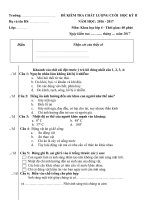 Đề kiểm tra chất lượng cuối học kì 2 môn Khoa học lớp 4 năm 2016-2017