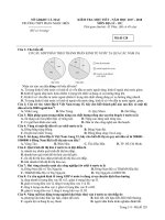 Đề kiểm tra 1 tiết HK2 môn Địa lí 12 năm 2017-2018 có đáp án - Trường THPT Phan Ngọc Hiển