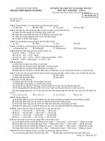 Đề kiểm tra HK1 môn Sinh học lớp 11 năm 2017 - THPT Phạm Văn Đồng - Mã đề 132