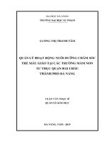 Quản lý hoạt động nuôi dưỡng chăm sóc trẻ mẫu giáo tại các trường mầm non tư thục quận hải châu thành phố đà nẵng  