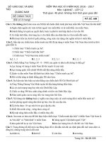 Đề thi HK 2 môn Lịch sử lớp 12 năm 2017 - Sở GD&ĐT Quảng Nam - Mã đề 608