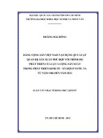 Đảng cộng sản việt nam vận dụng quy luật quan hệ sản xuất phù hợp với trình độ phát triển của lực lượng sản xuất trong phát triển kinh tế   xã hội ở nước ta từ năm 1986 đến năm 2011     
