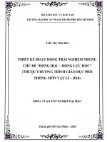 Thiết kế hoạt động trải nghiệm trong chủ đề động học   động lực học   (thuộc chương trình giáo dục phổ thông môn vật lí 2018)  